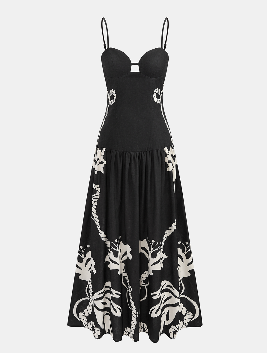 PRINTED CAMI MAXI DRESS 108029