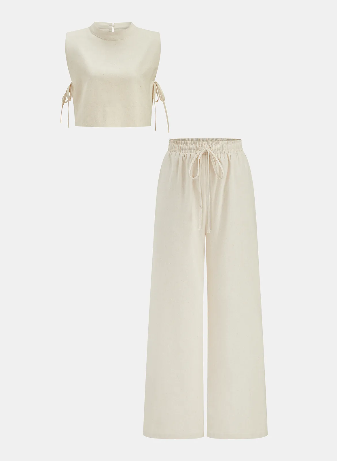 UTILITY LINEN TWO PIECE WIDE LEG PANTS SET 