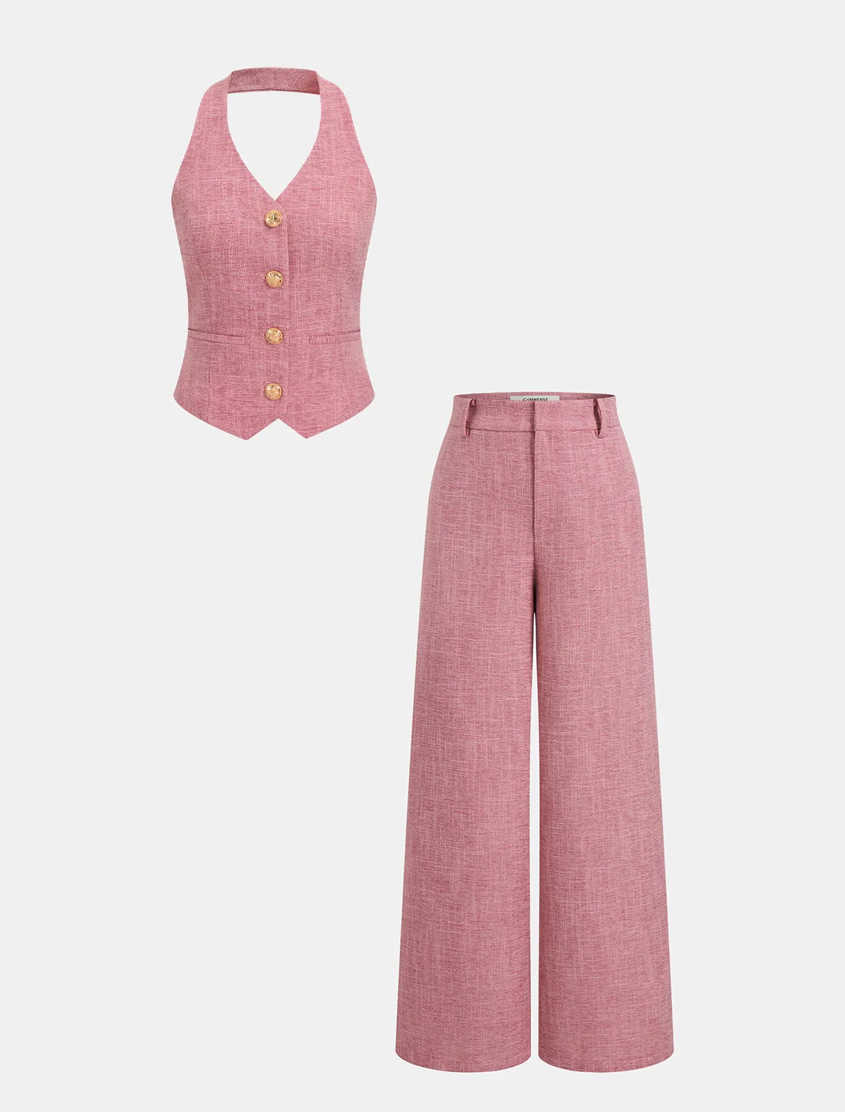 HALTER VEST & WIDE LEG PANTS SET 215017