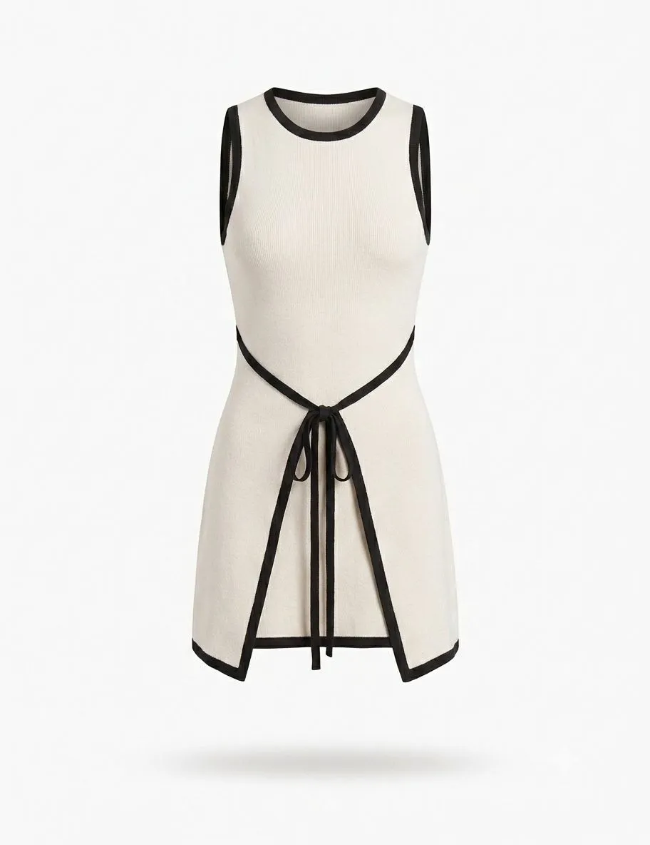 CONTRAST TRIM WRAP MINI DRESS 415143