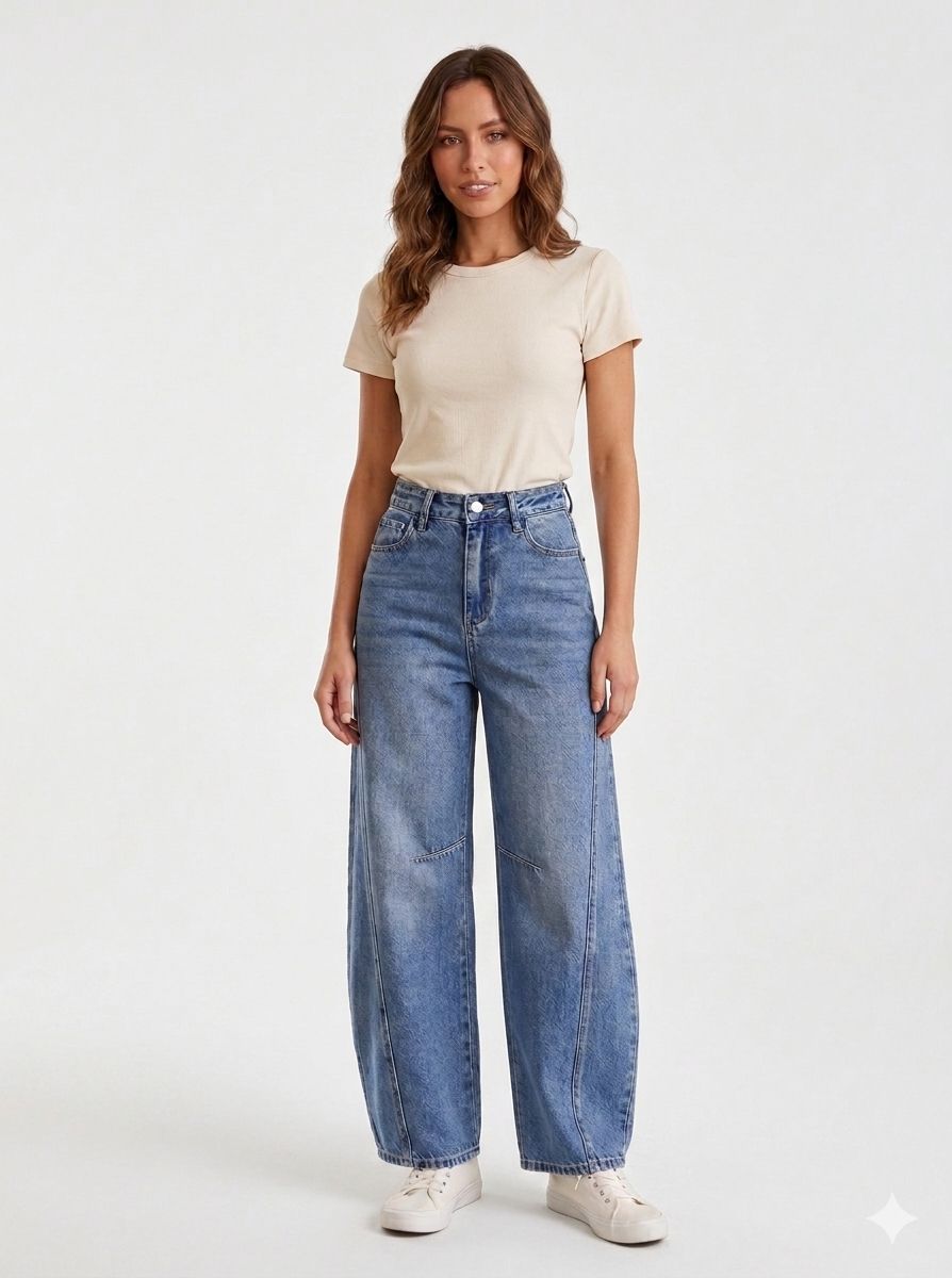 DENIM CURVED-LEG JEANS 827059
