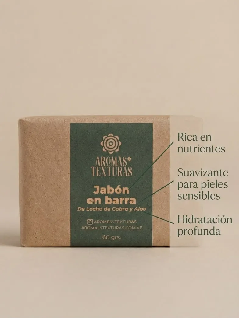 JABON EN BARRA DE LECHE DE CABRA Y ALOE VERA 60grs AT-015  