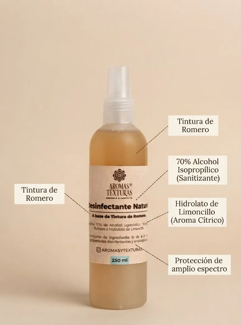 DESINFECTANTE NATURAL DE MANOS , MAT DE YOGA RICO EN CLOROFILA 250ml AT-004