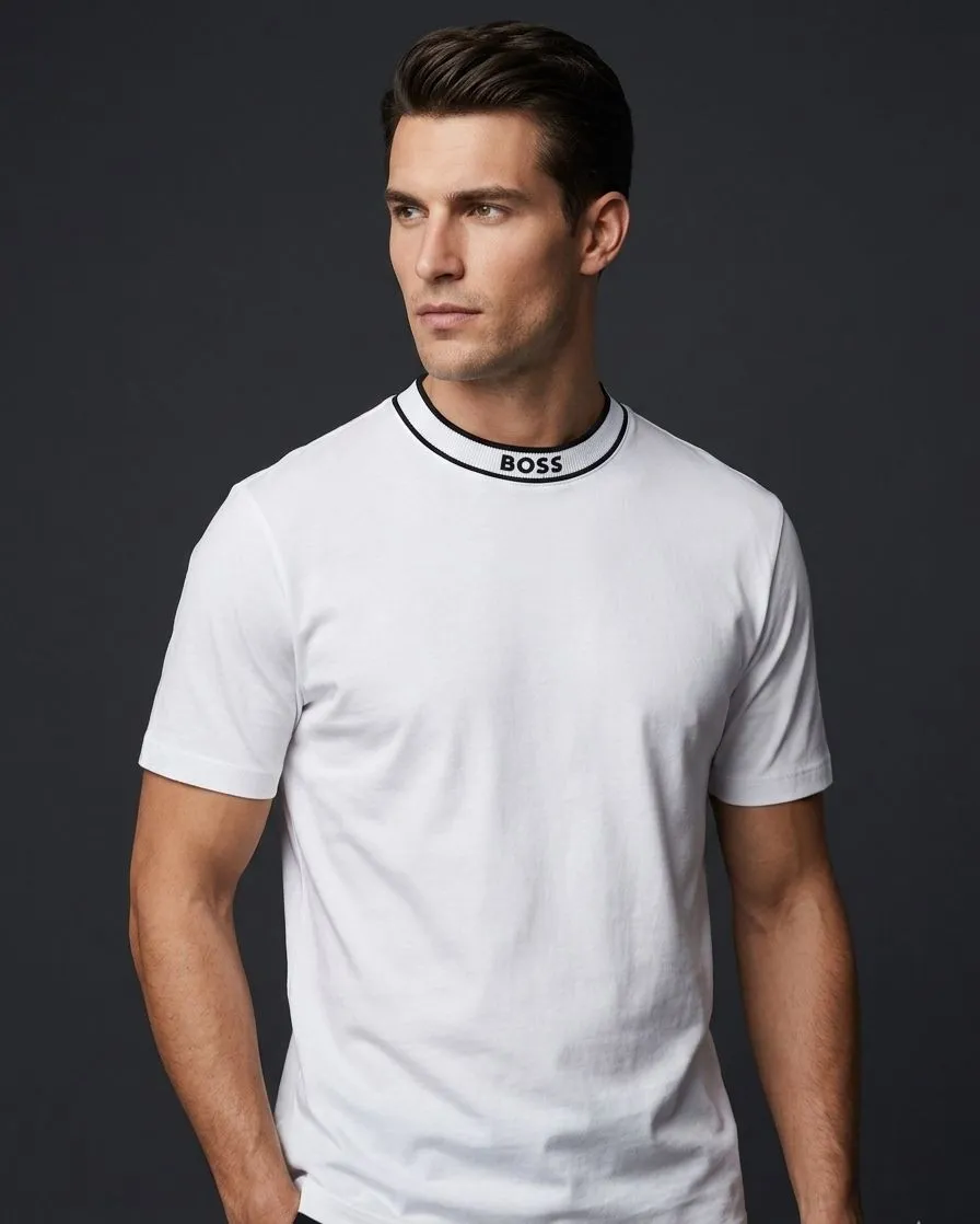 LOGO-COLLAR T-SHIRT IN STRETCH COTTON