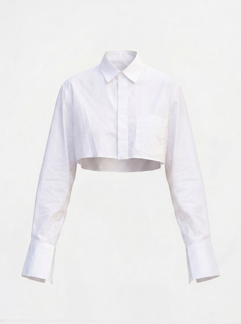 ASYMMETRICAL COTTON CROP SHIRT 515051