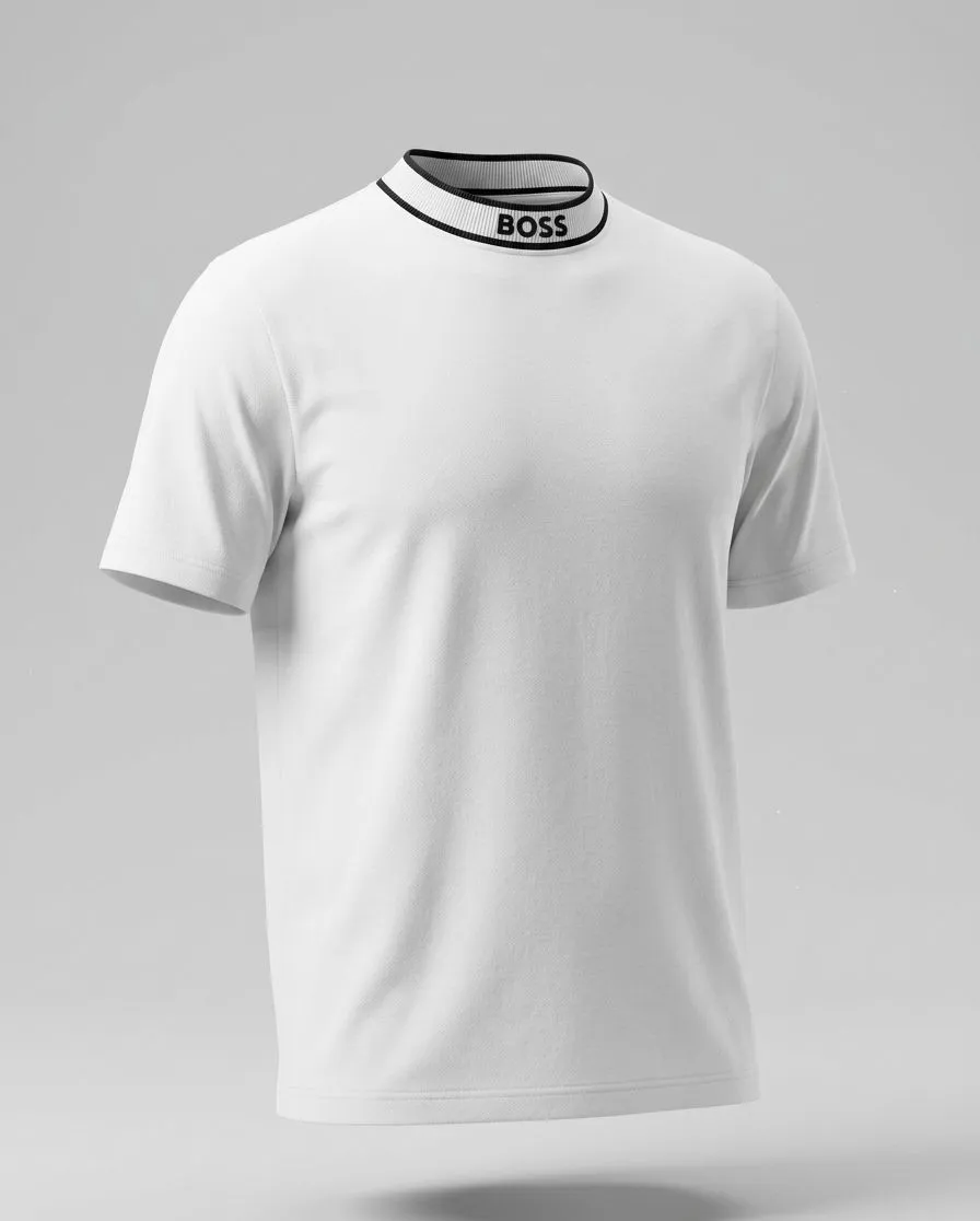 LOGO-COLLAR T-SHIRT IN STRETCH COTTON