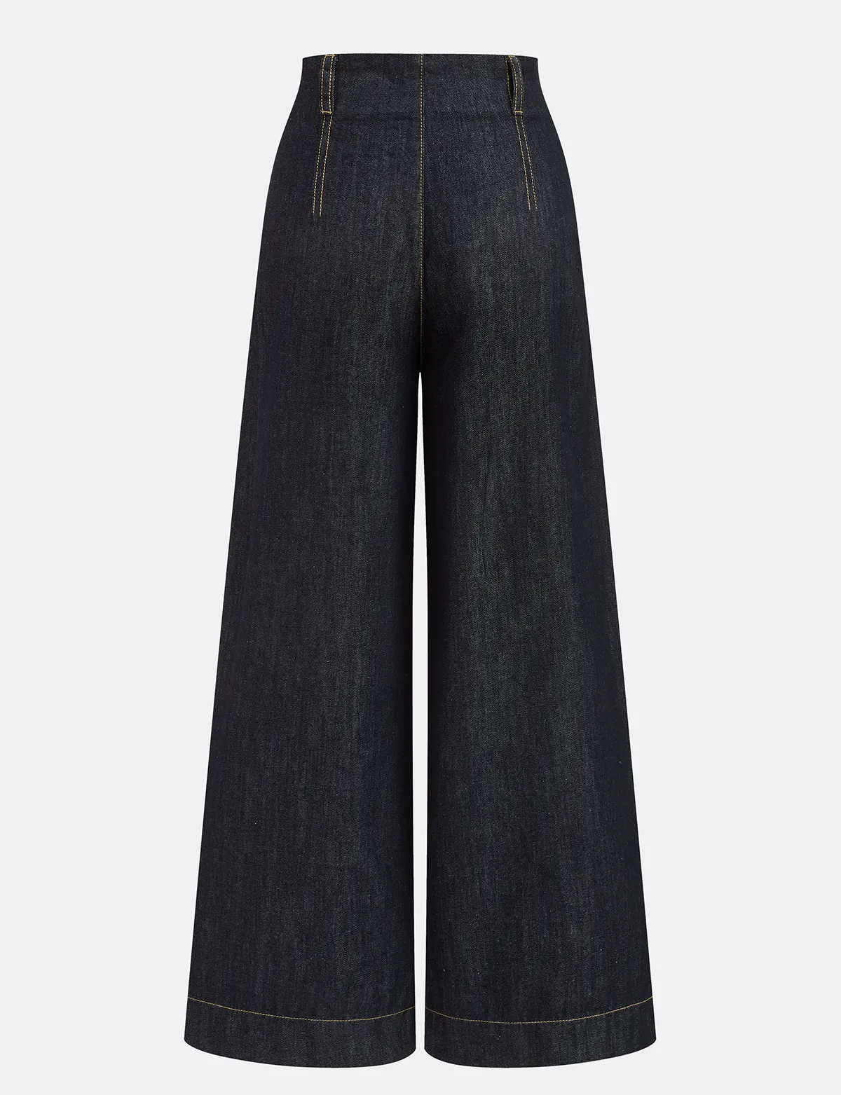 CONTRAST STITCH HIGH-WAISTED WIDE-LEG JEANS 112073