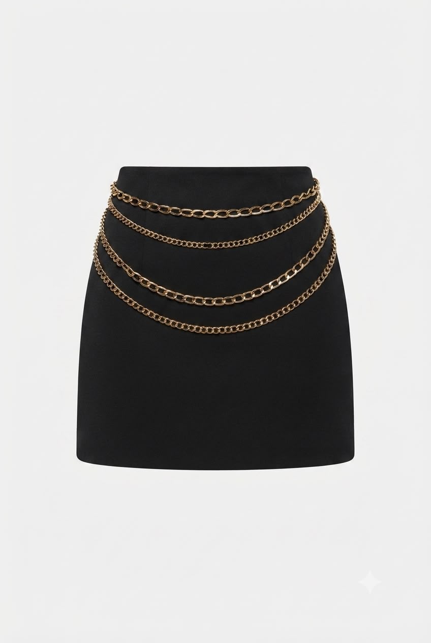 ZARA BLACK SKIRT WITH GOLD CHAINS 00025