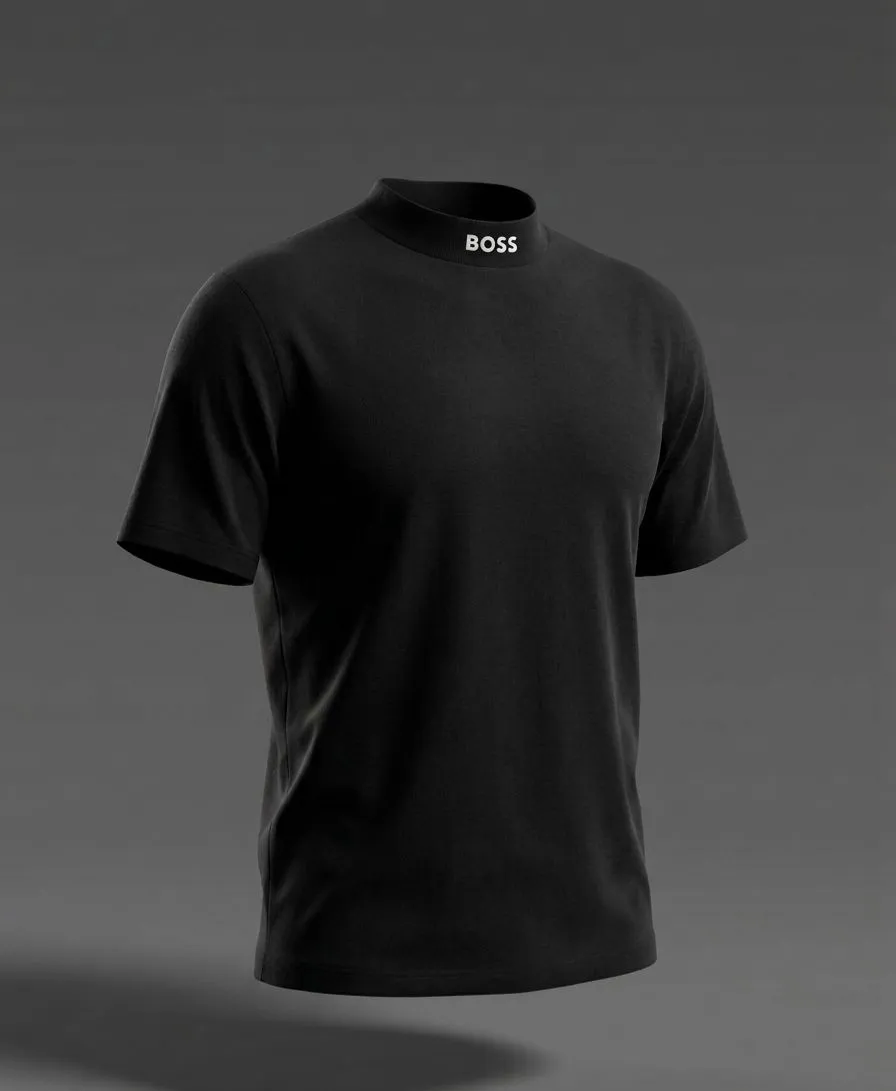 	Relaxed-fit T-shirt in stretch cotton with logo collar