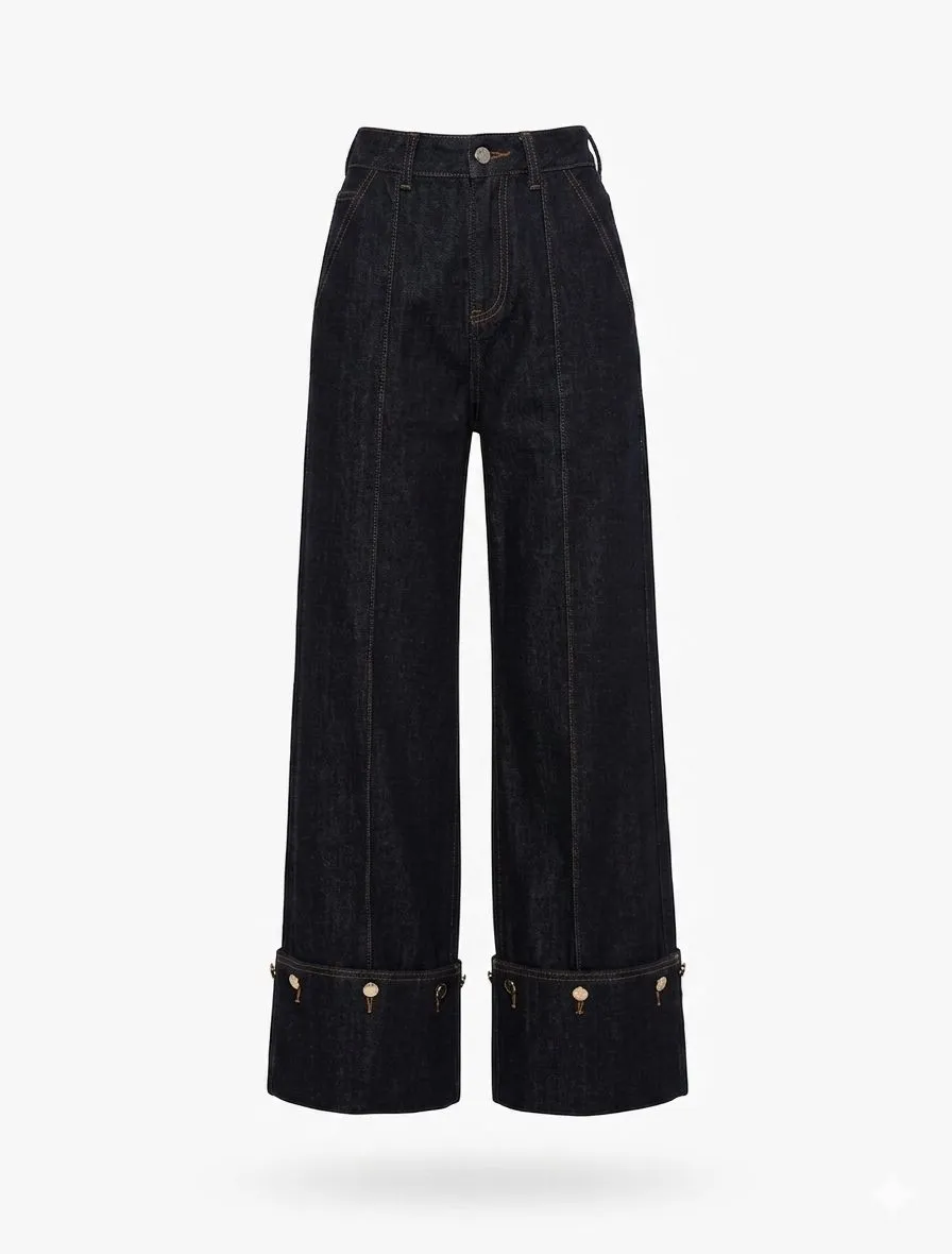 MID-WAIST DENIM CUFFED JEANS 807026