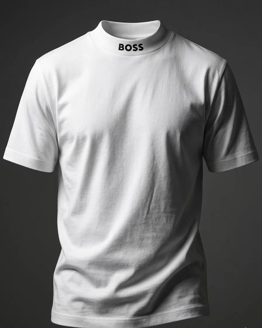 	Logo-collar T-shirt in stretch cotton