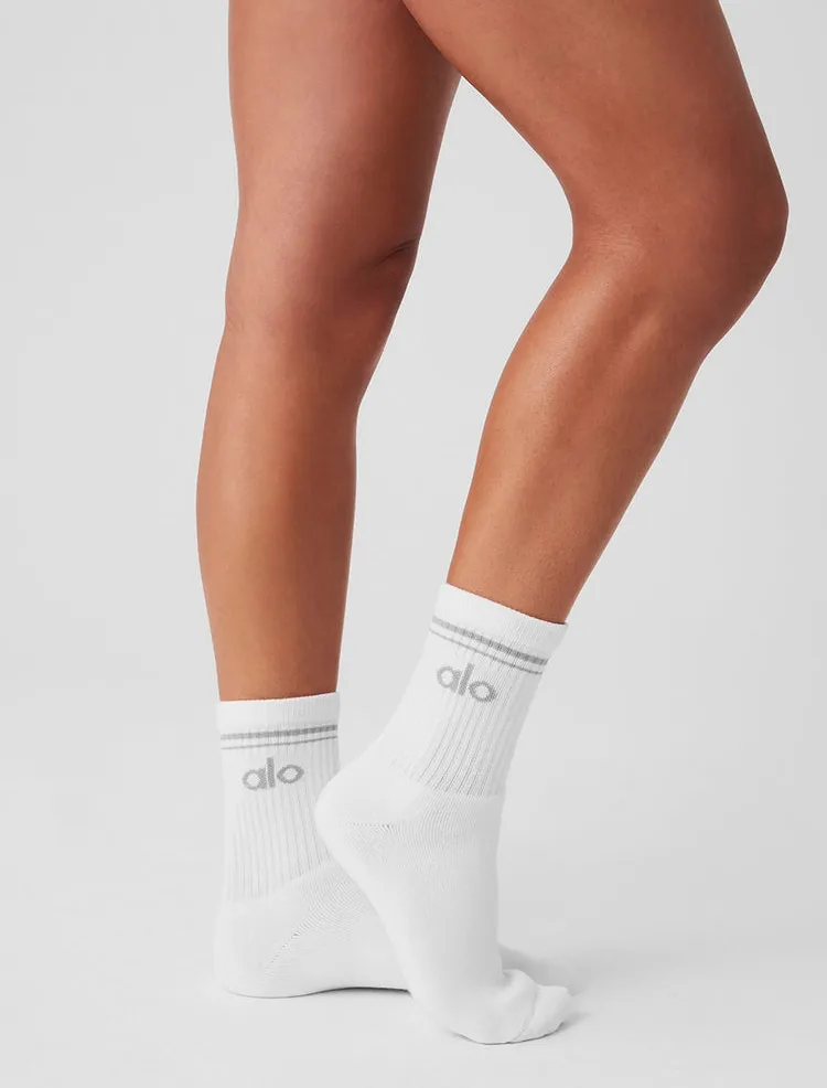 CREW THROWBACK SOCK WHITER TITANIUM