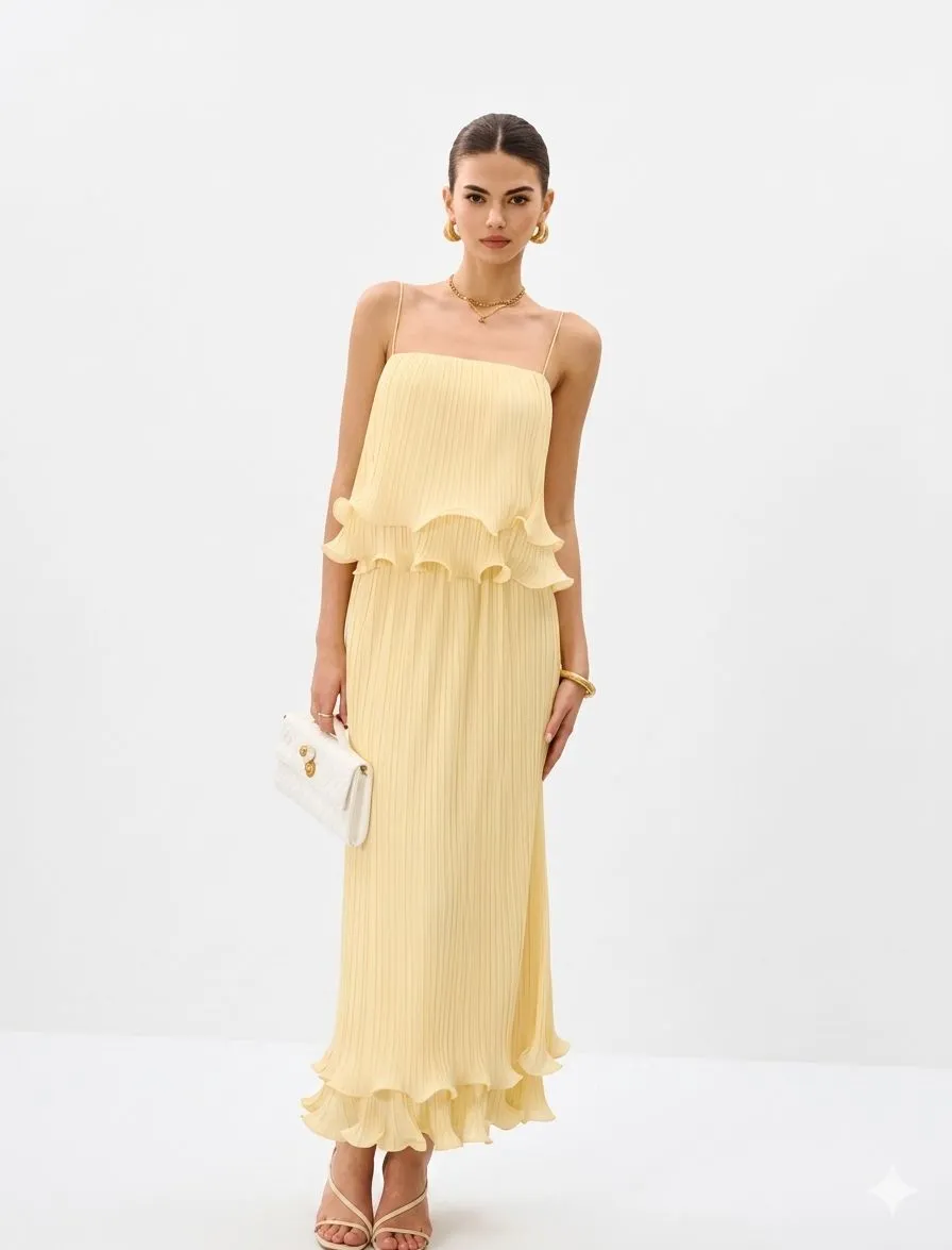 PLEATED LAYERED RUFFLE SKIRT SET 311058