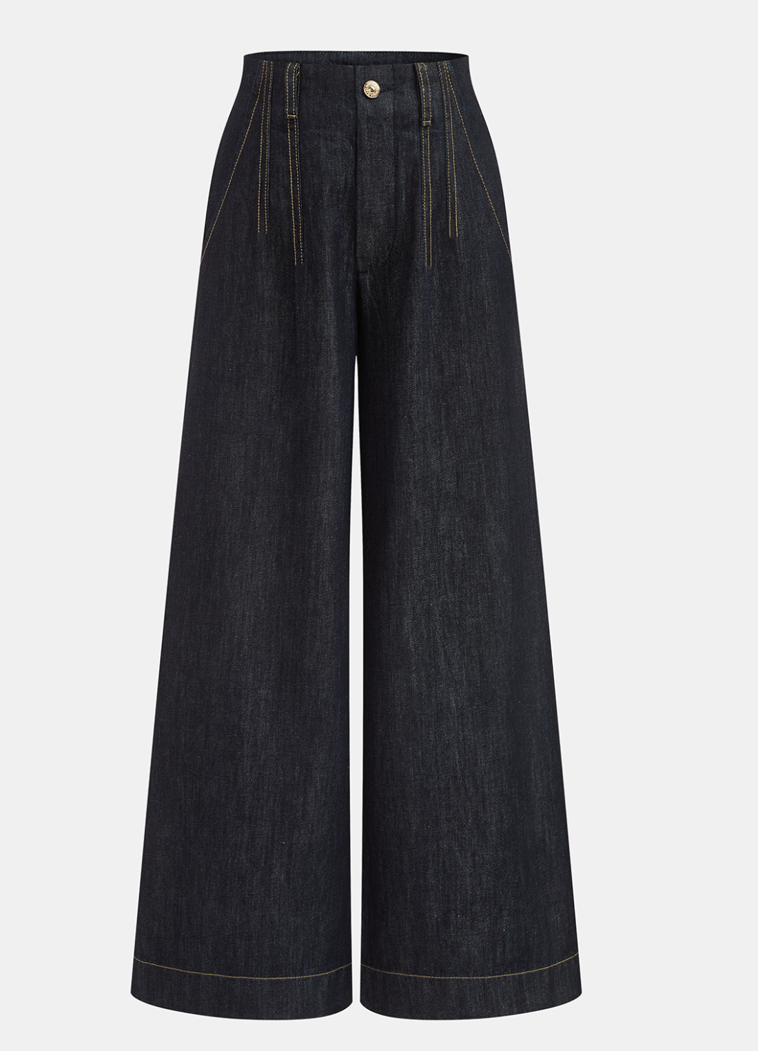 CONTRAST STITCH HIGH-WAISTED WIDE-LEG JEANS 112073