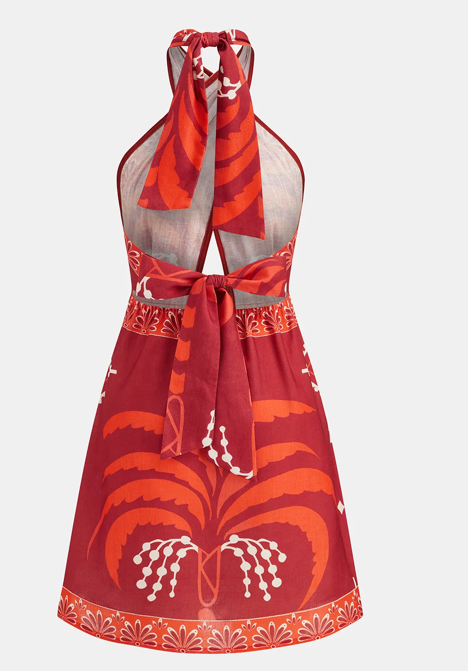 TROPICAL PRINT HALTER WRAP MINI DRESS 