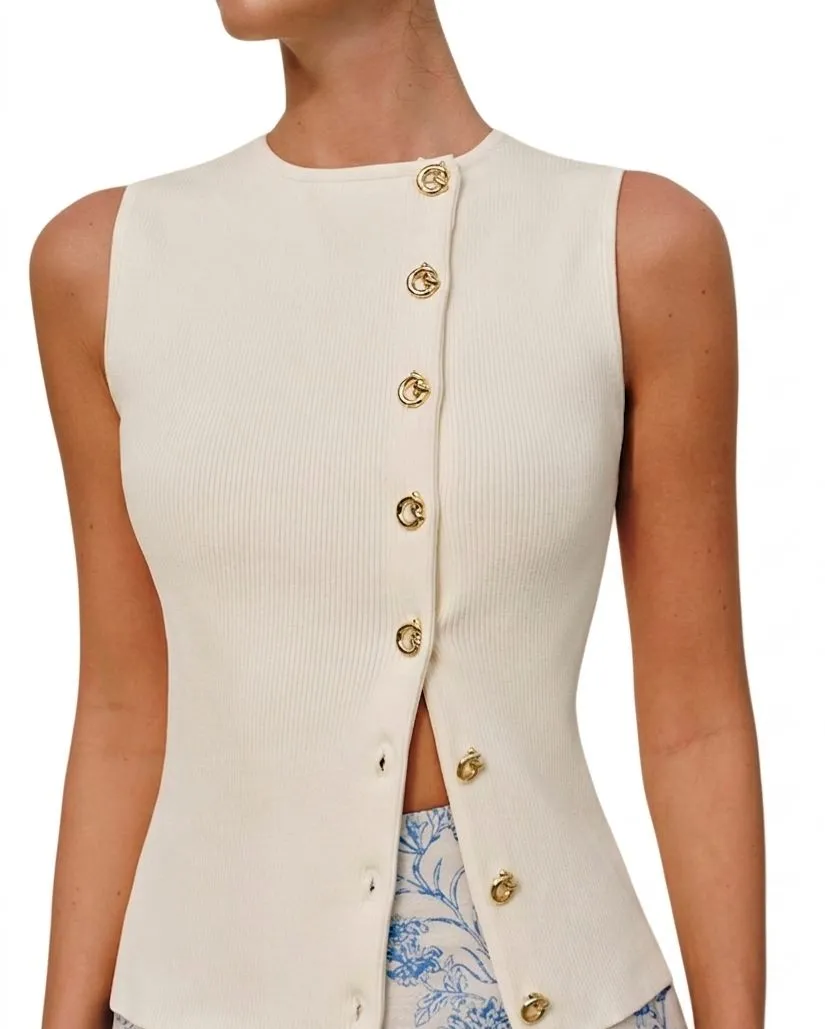 ASYMMETRIC BUTTON SWEATER VEST  216072