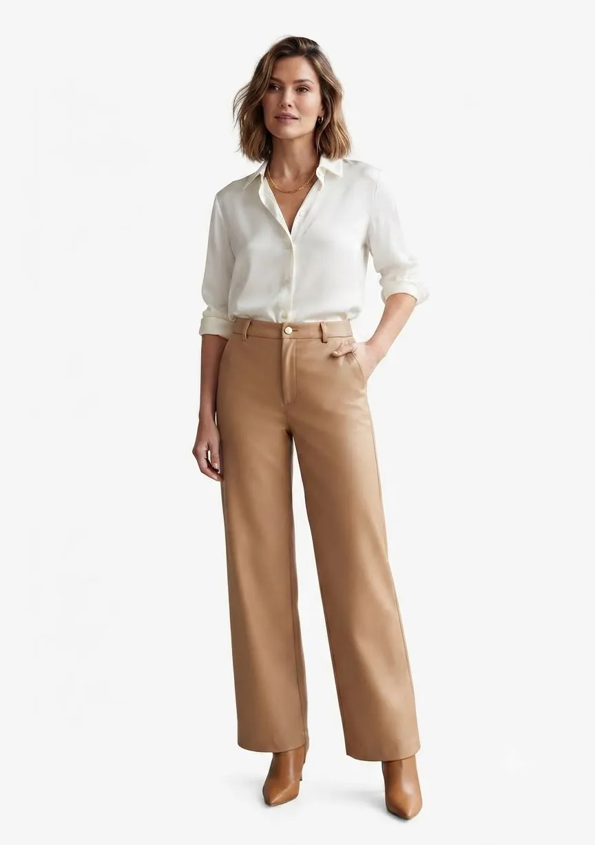ZARA WIDE-LEG LEATHER TROUSERS 50381