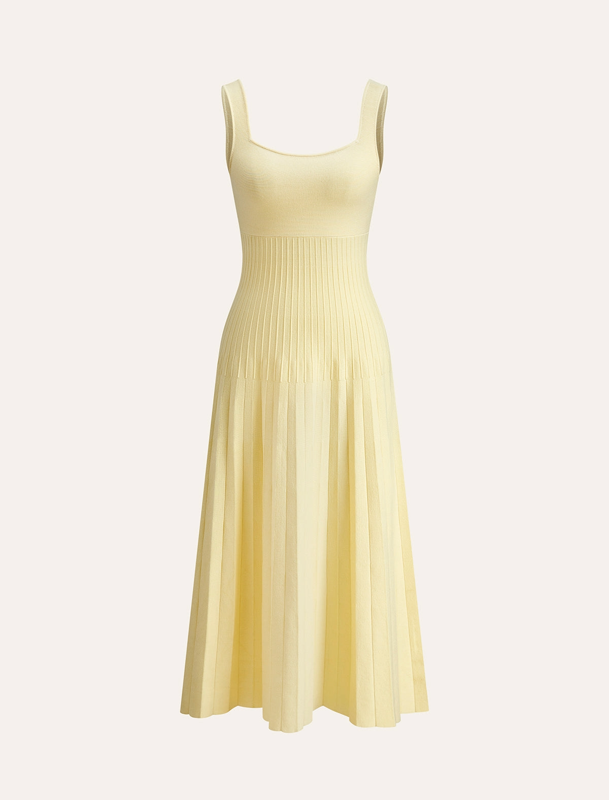 SQUARE-NECK RIBBED KNIT DRESS 117011