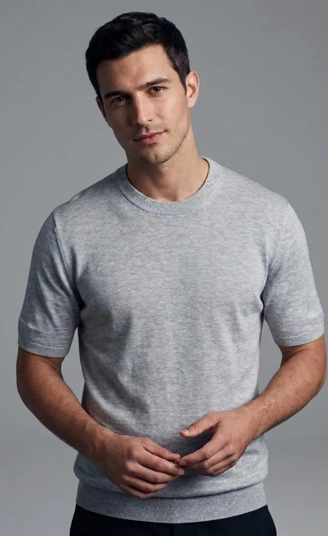GREY SHORT SLEEVE SWEATER HUGO BOSS