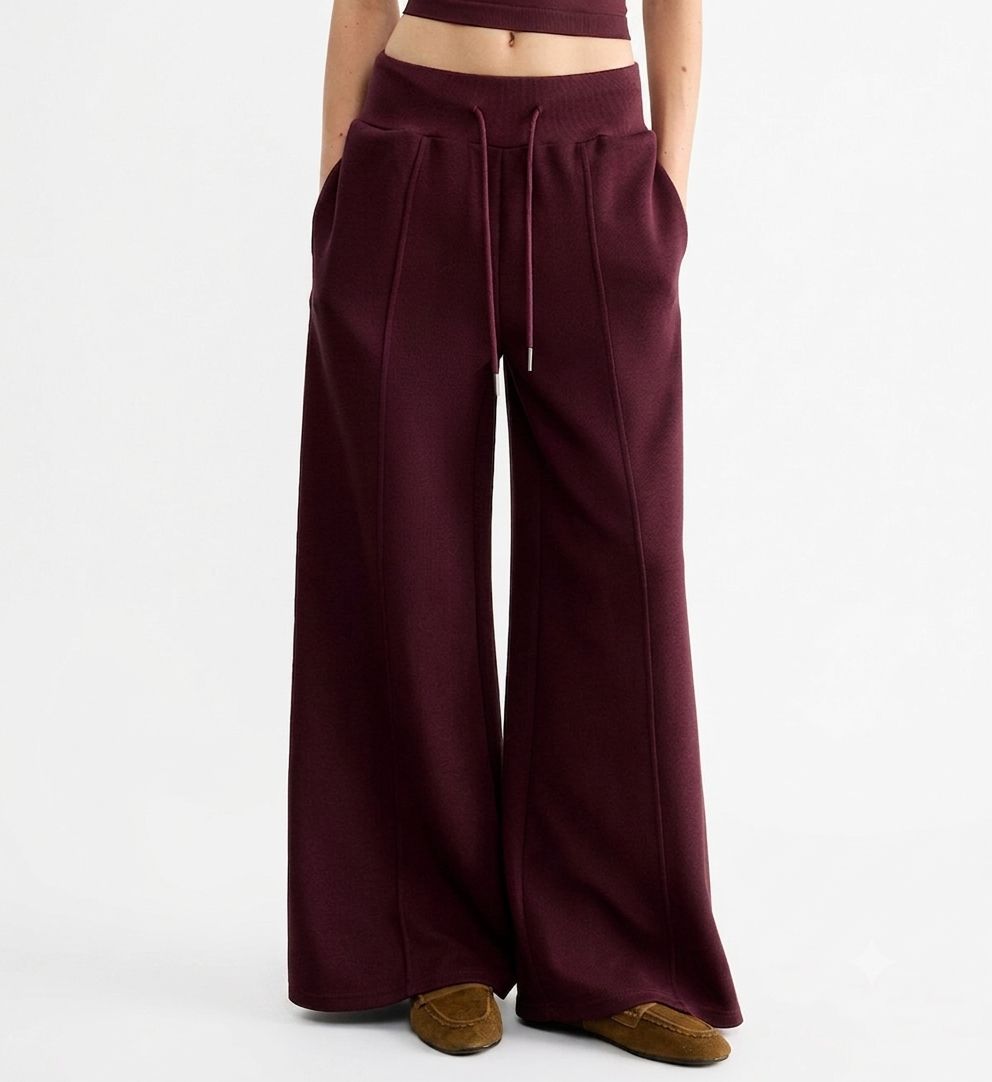 DRAWSTRING WIDE-LEG KINIT PANTS  815084
