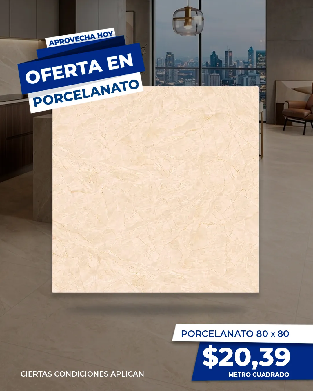 Porcelanato 80X80  CM MODELO 8YD507 DE 1.92 M2