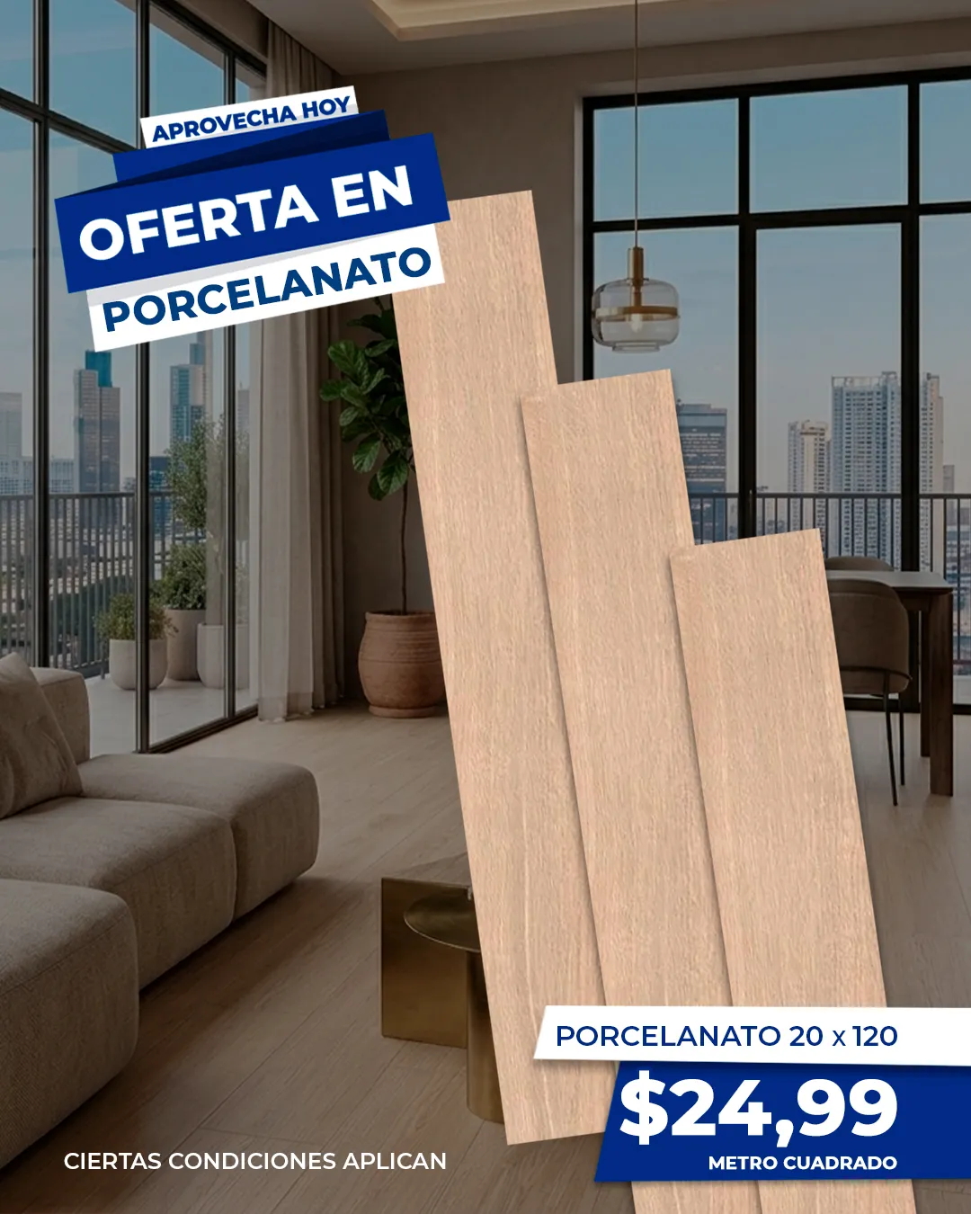 PORCELANATO PAUL WOOD SAND 20X120 DE 1.20 M2