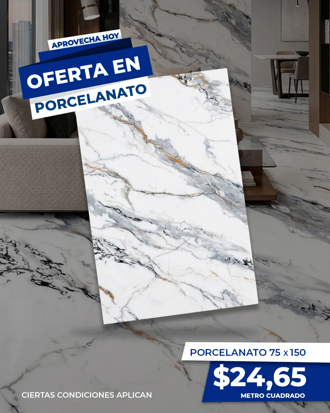 Porcelanato 75X150 CM MODELO 715CC16 DE 2.25 M2