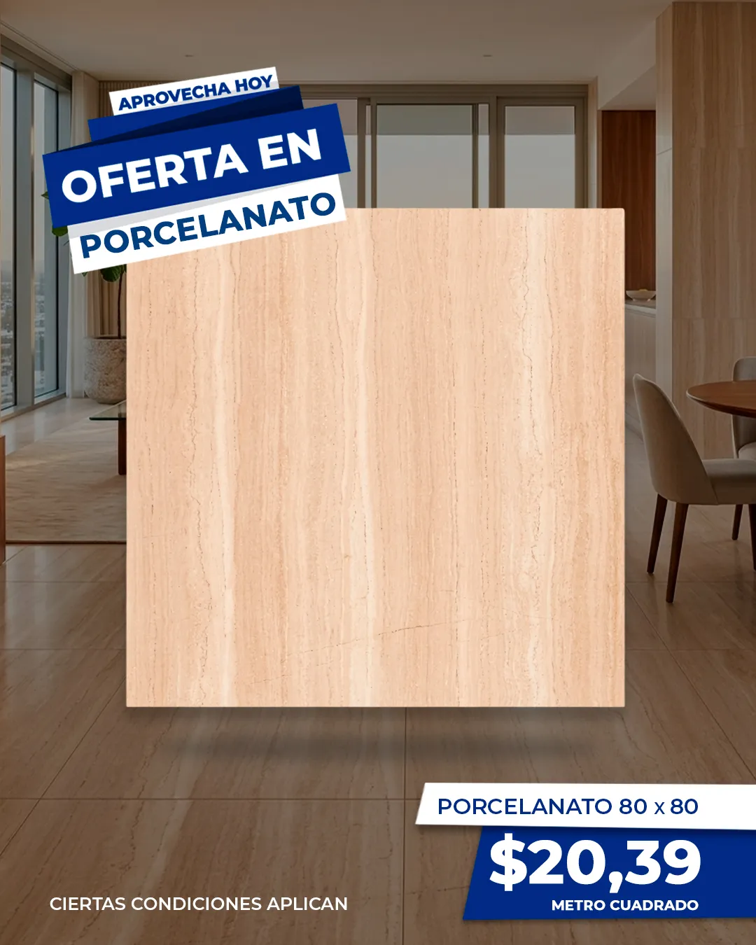 Porcelanato 80X80  CM MODELO 8YD038 DE 1.92 M2