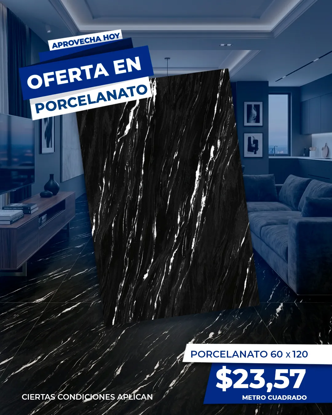 Porcelanato 60X120  CM MODELO 612CC73 DE 2.16 M2