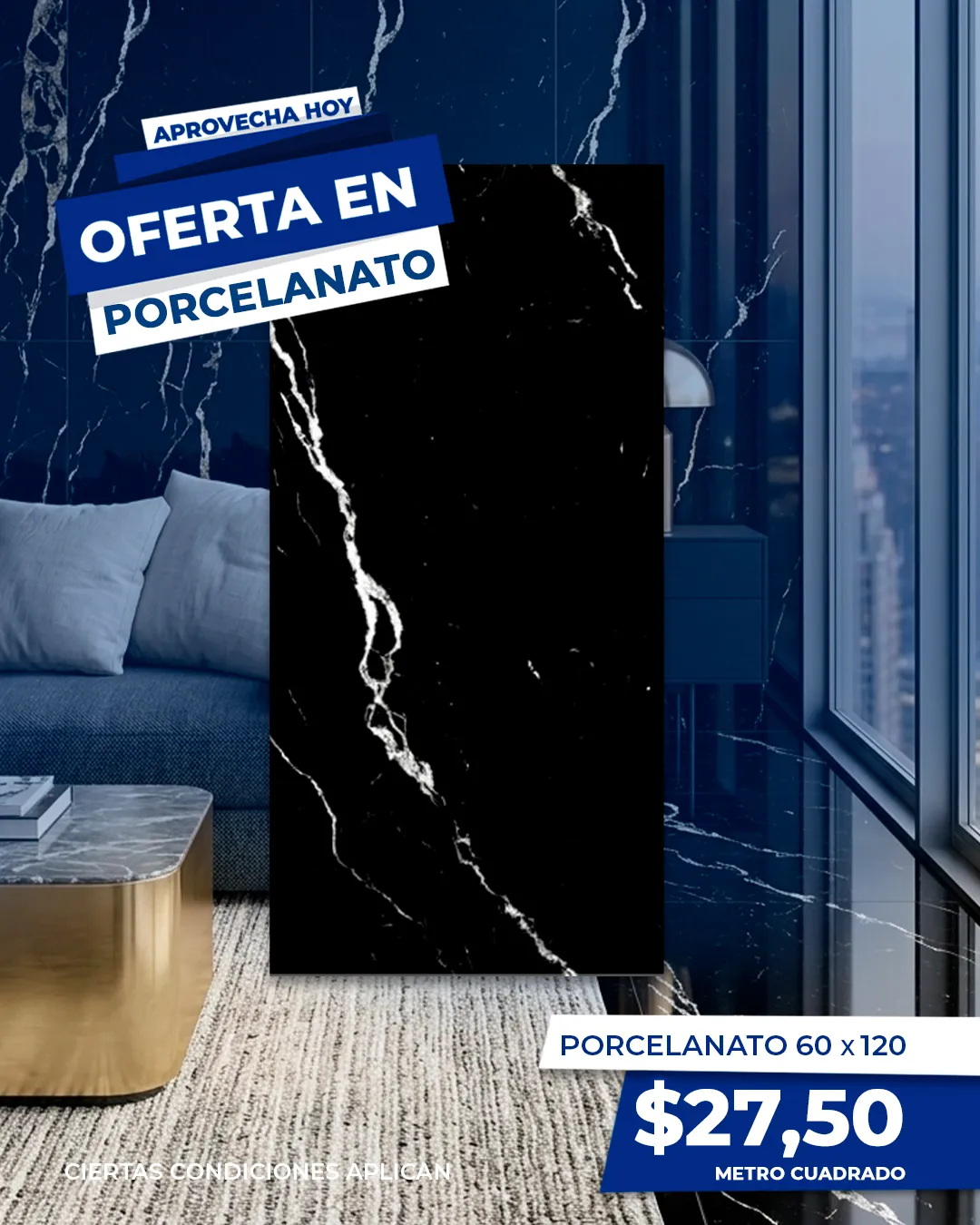 Porcelanato 60X120  MARQUINA TOSCANA NERO 1.44 M2
