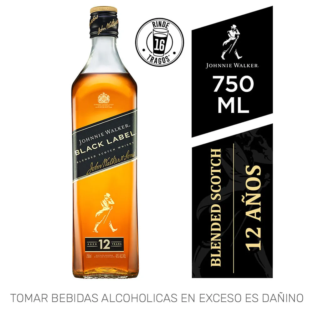 WHISKY JOHNNIE WALKER BLACK LABEL 750 ML