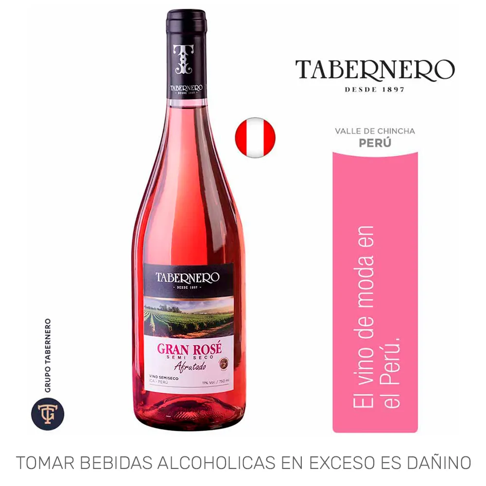 VINO TABERNERO SEMI SECO GRAN ROSE 750 ML