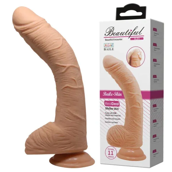 Alex: Dildo Vibrador Realista Curvo con Ventosa  -  BW-008037NR  Baile (S.T.M.)