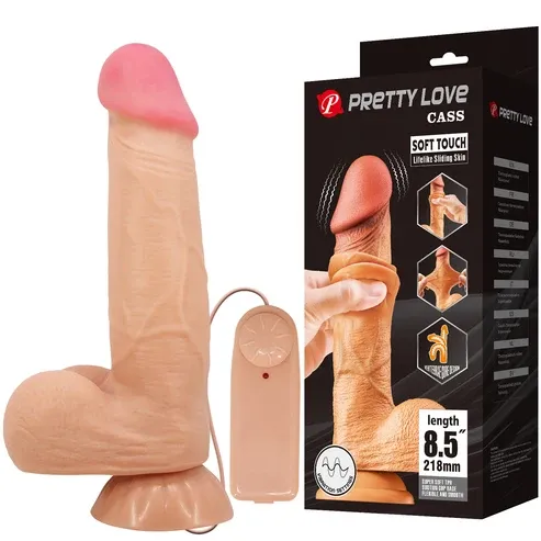 Dildo Vibrador Realista con Ventosa, Doble Densidad y Control por Cable - BW-008105ZRG Prettylove (S.T.M.)