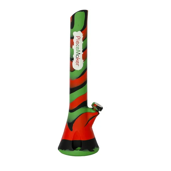 BONG DE SILICONA KIRBY VERDE/ROJO RASTA 30 CM 14 MM - PIECE MAKER