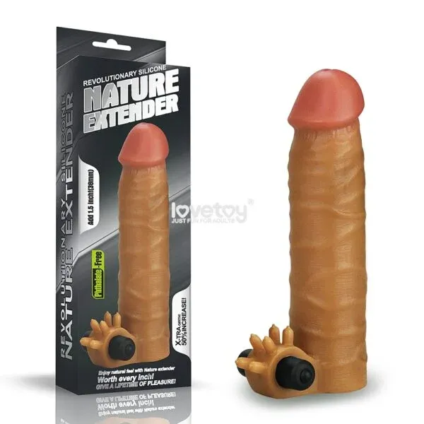 Extensor Natural de Silicona +3 cm. con Vibración - LV414100 Lovetoy (S.T.M.)
