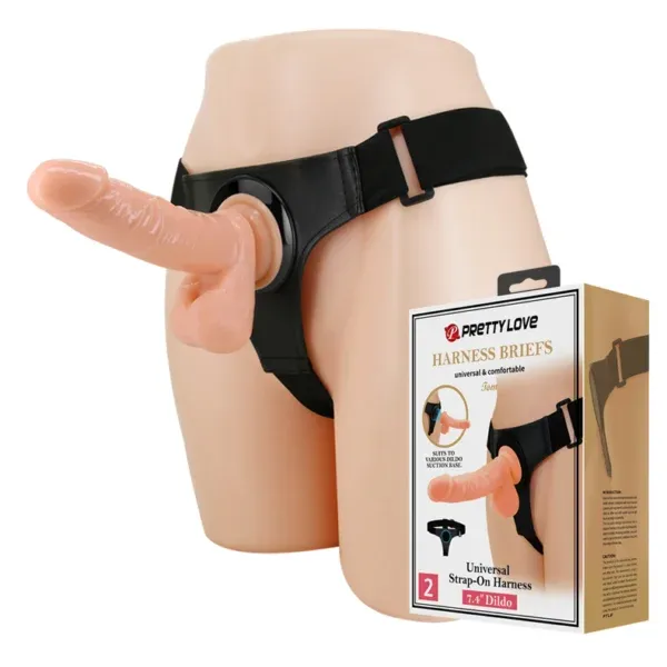 Dildo con Arnés Ajustable Rosa Claro - BW-22090NR Prettylove (S.T.M.)