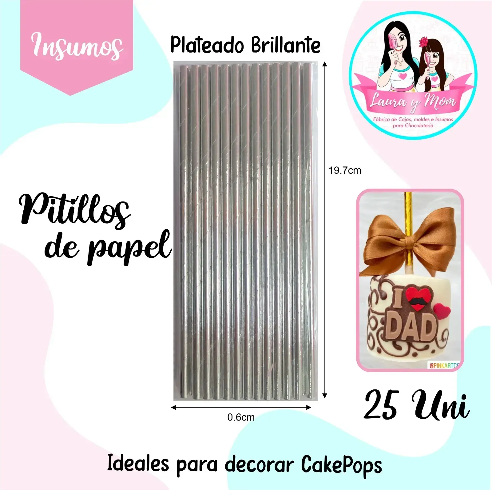Pitillos plateado brillante 